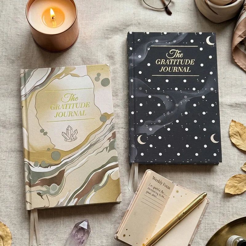 Gratitude journal with gold foil