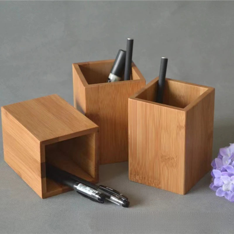 Bamboo wood pen holder